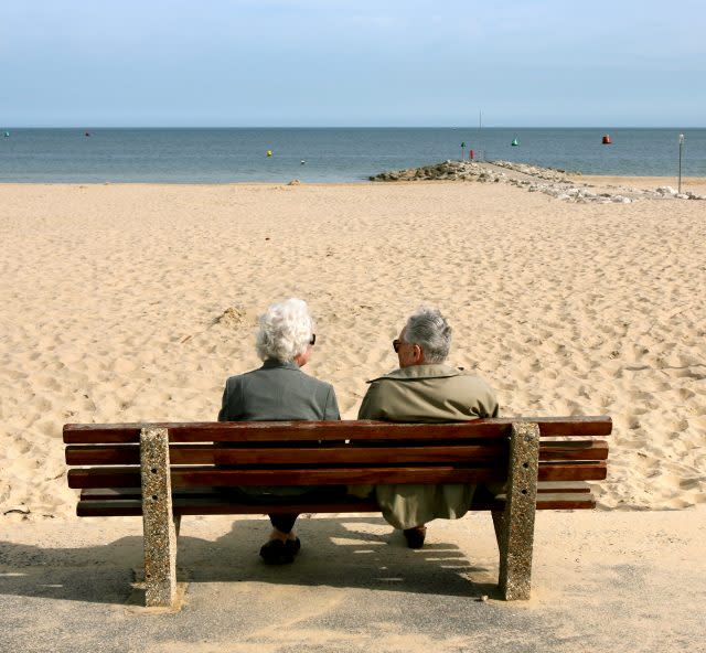 Elderly couple at beach