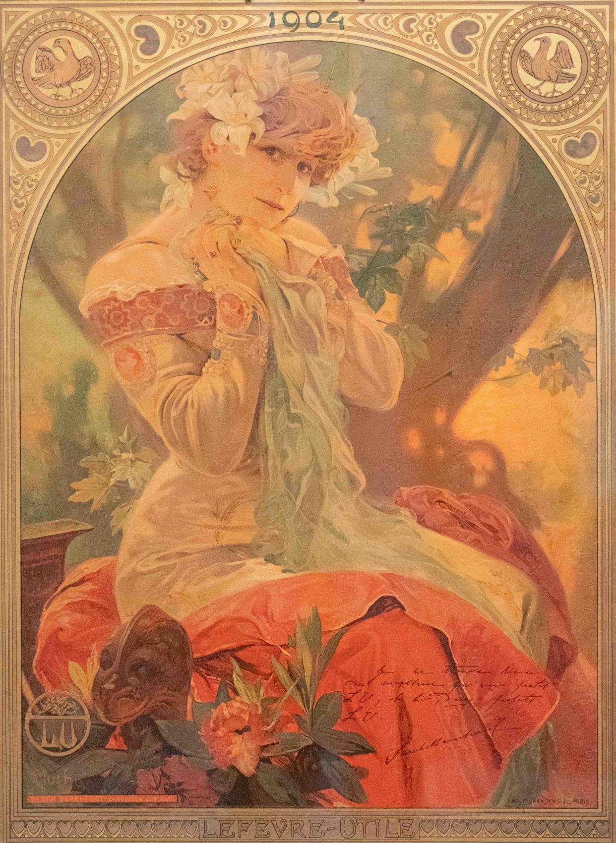 French actress Sarah Bernhardt, depicted here in a 1903 color lithograph, was one of Alphonse Mucha's favorite models.