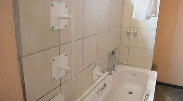 The adapted bathroom in the prison cell. Photo: Supplied