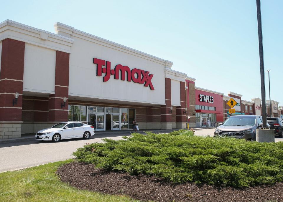 A strip of storefronts fill the Crossroad Commons along Interstate 39 between Plover and Stevens Point.