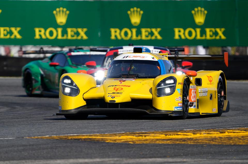 The NO. 85 Duqueine D08 speeds through the infield during IMSA WeatherTech SportsCar Championship practice at Daytona International Speedway, Thursday, Jan. 26, 2023.