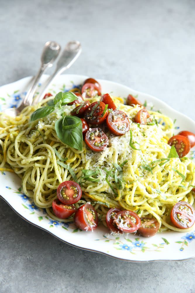 Pesto Spaghetti with Summer Squash