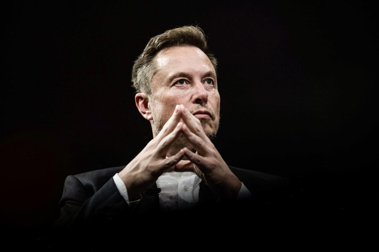 Elon Musk, CEO of Twitter,  during a conference in Paris on June 16, 2023. (Jeanne Accorsini / Sipa via AP Images file)