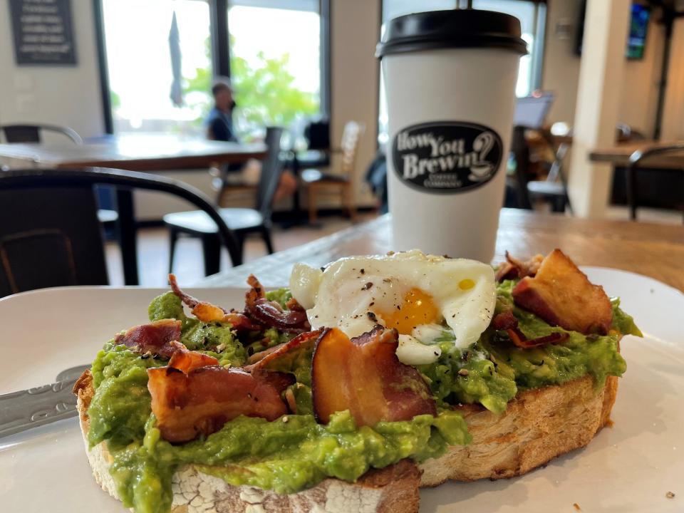 Breakfast avocado toast at How You Brewin in Surf City.