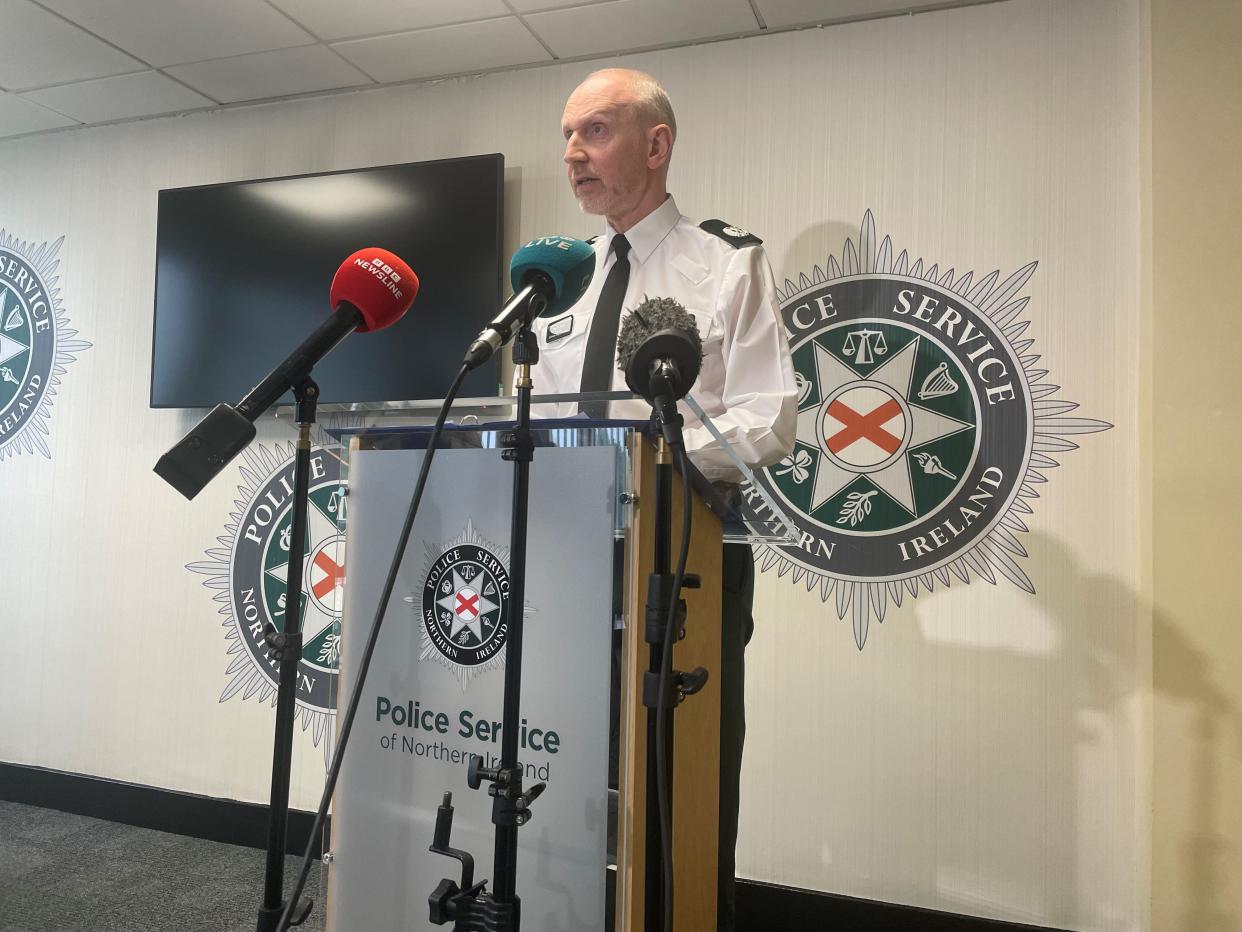 PSNI Assistant Chief Constable Davy Beck addresses a press conference in Belfast (Jonathan McCambridge/PA)