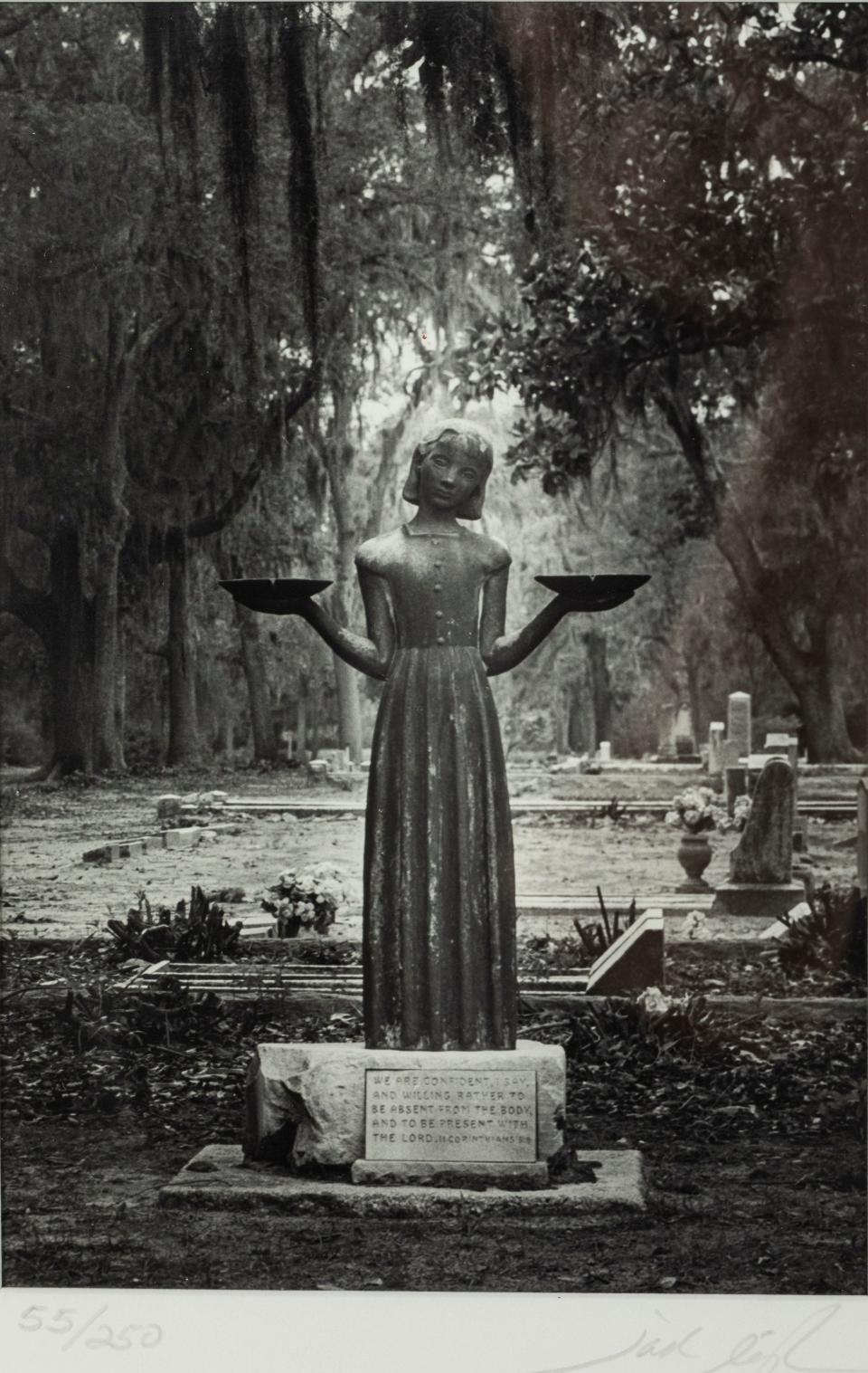 Jack Leigh (Savannah, 1948-2004), ‘Midnight, Bonaventure Cemetery,’ silver gelatin photograph, 55/250, image seen on cover of John Berendt’s 1994 book ‘Midnight in the Garden of Good and Evil.’ Signed by both Leigh and Berendt. From the John and Virginia Duncan collection. Estimate $7,000-$10,000.