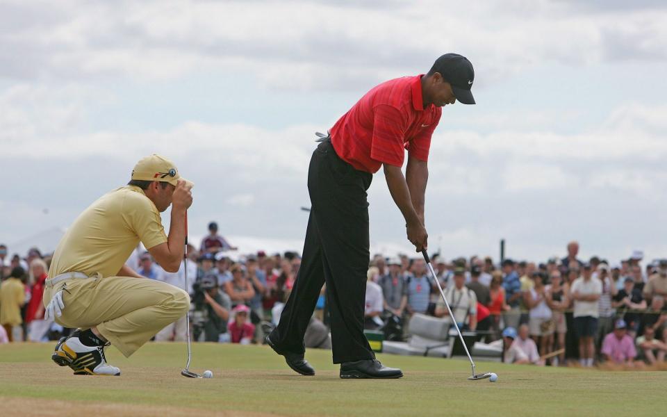 Sergio Garcia in yellow at Hoylake