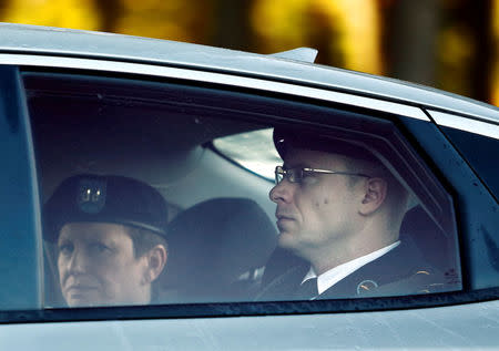 U.S. Army Sergeant Bowe Bergdahl (R) arrives at the courthouse for the eighth day of sentencing proceedings in his court martial at Fort Bragg, North Carolina, U.S., November 3, 2017. REUTERS/Jonathan Drake