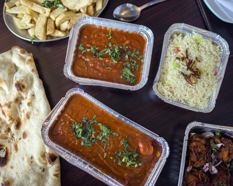 Indian take-out food in containers