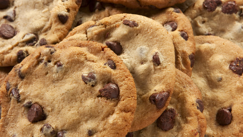 closeup of chocolate chip cookies