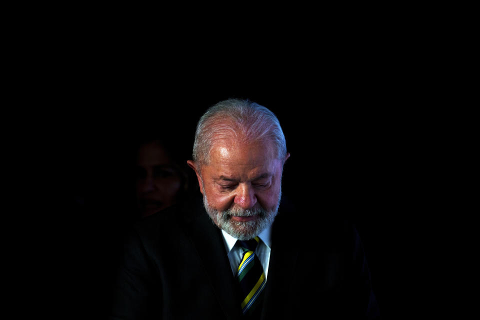 Brazilian President Luis Inacio Lula da Silva arrives for a business meeting at the Casa America in Madrid, Spain, Tuesday, April 25, 2023. Brazil's President Luiz Inácio Lula da Silva visits Spain on Tuesday on the second stop of a European tour aimed at resetting relations and making progress on a long-delayed trade deal between the EU and the Mercosur bloc of Argentina, Brazil, Paraguay and Uruguay. (AP Photo/Manu Fernandez)