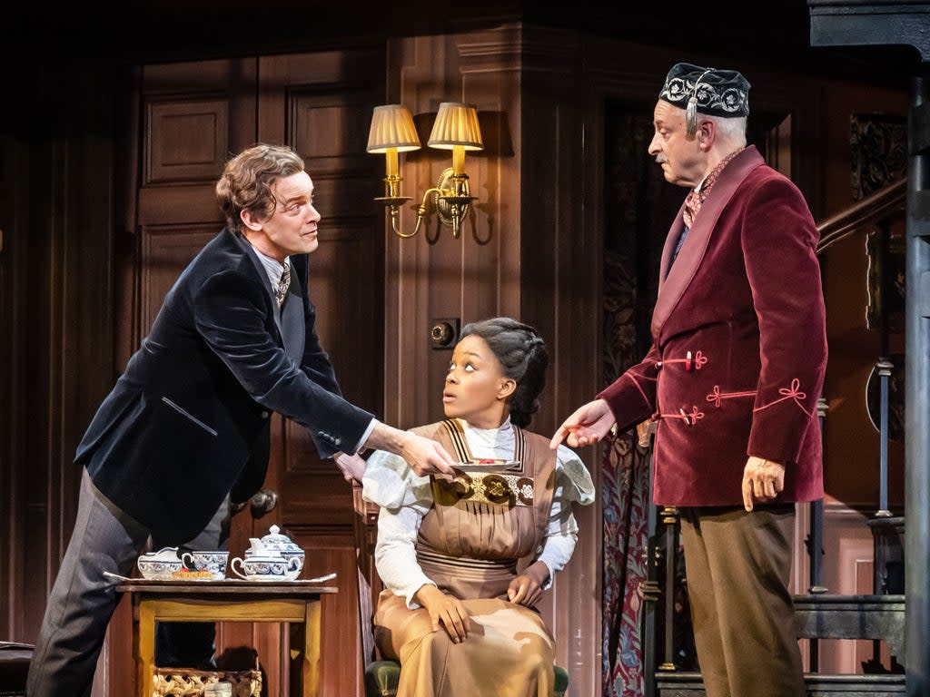 Harry Hadden-Paton, Amara Okereke and Malcolm Sinclair in ‘My Fair Lady' (Marc Brenner)