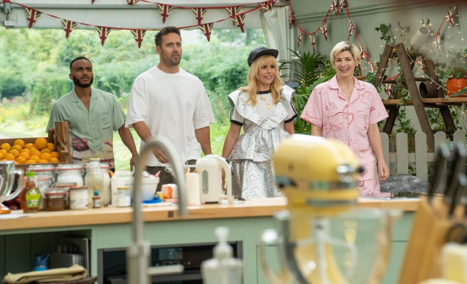 Jodie Whittaker, with Paloma Faith, Munya Chawawa and Spencer Matthews