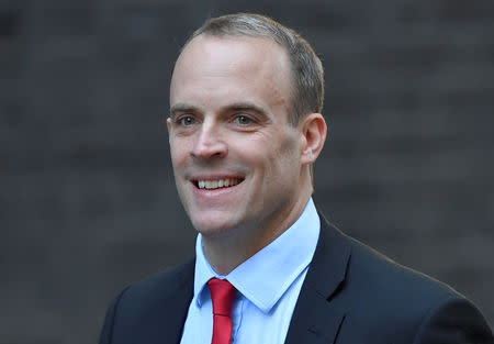 Britain's Secretary of State for Exiting the European Union Dominic Raab arrives in Downing Street, London, September 24, 2018. REUTERS/Toby Melville