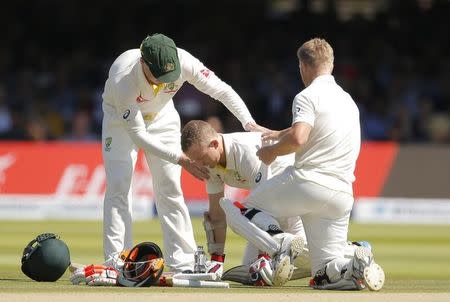 Cricket - England v Australia - Investec Ashes Test Series Second Test - Lord?s - 19/7/15 Australia's Chris Rogers goes down injured Action Images via Reuters / Andrew Couldridge Livepic