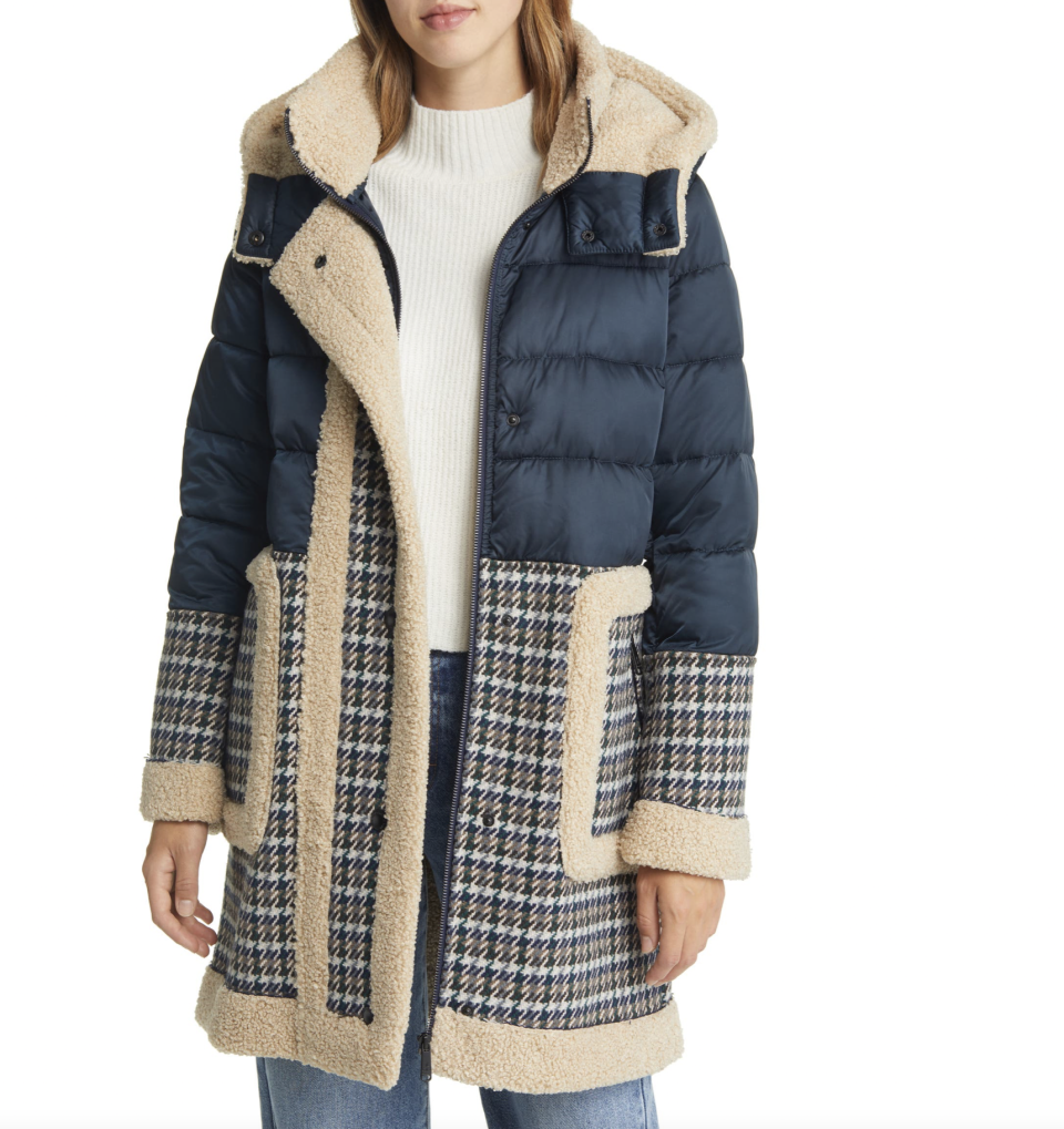 Sam Edelman Mix Media Puffer Hooded Coat