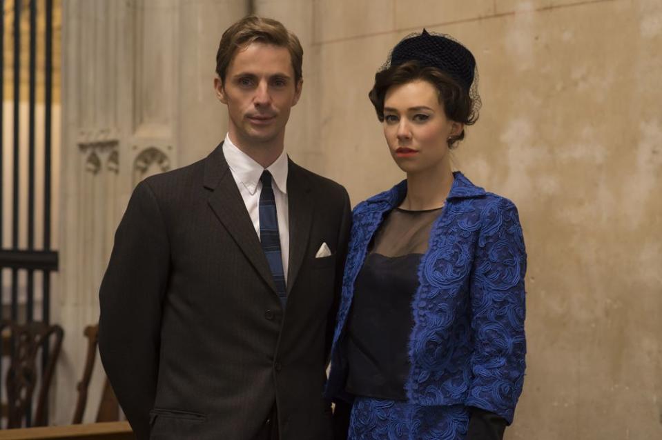 Vanessa Kirby and Matthew Goode as Princess Margaret and Antony Armstrong-Jones on season two of <em>The Crown.</em>