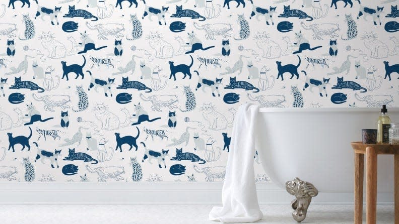 Spruce up your home with cat-themed wallpaper.