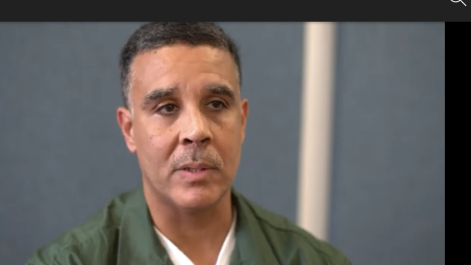 Paul Leon in a screenshot from a video he made at Green Haven Correctional Facility for his application seeking clemency for the 1986 murders of Lois Feraca, 83, and her daughter, Theresa Carbone, 49, in Pelham.