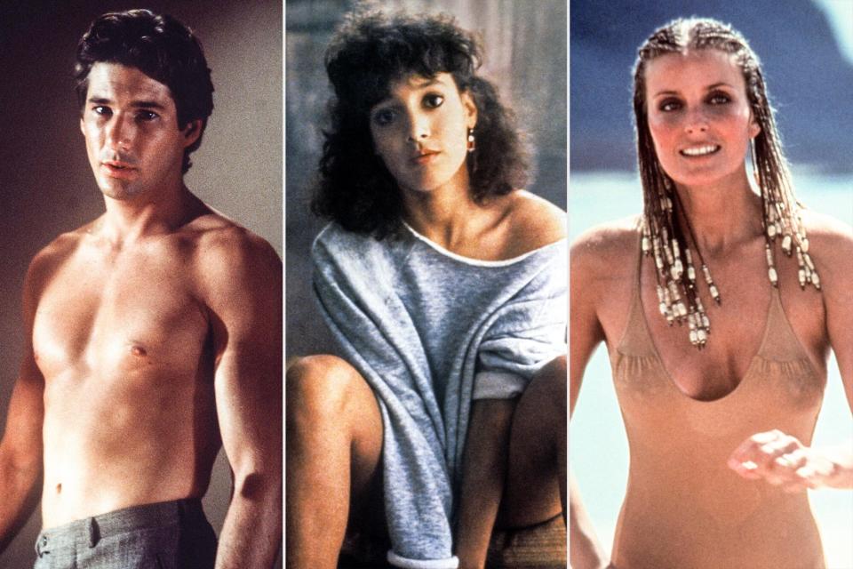 Richard Gere in American Gigolo, Jennifer Beals in Flashdance, and Bo Derek in Ten