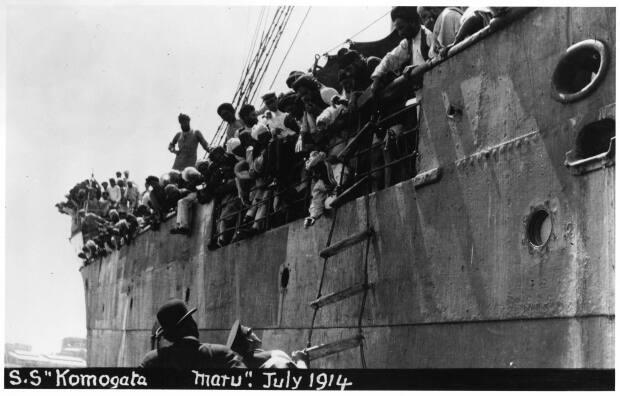 The Komagata Maru arrived on Canada's West Coast on May 23, 1914. Nearly all of the 376 passengers were denied entry and the ship sat in the harbour for two months.  (Vancouver Public Library 13157 - image credit)