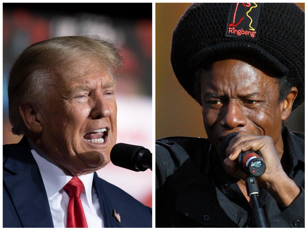 Donald Trump, left, and 'Electric Avenue' singer-songwriter Eddy Grant, right.