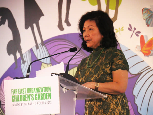 Dorothy Chan, executive director of Far East Organization gave a speech on Friday at the press conference at Gardens by the Bay. (Yahoo! photo/ Deborah Choo)