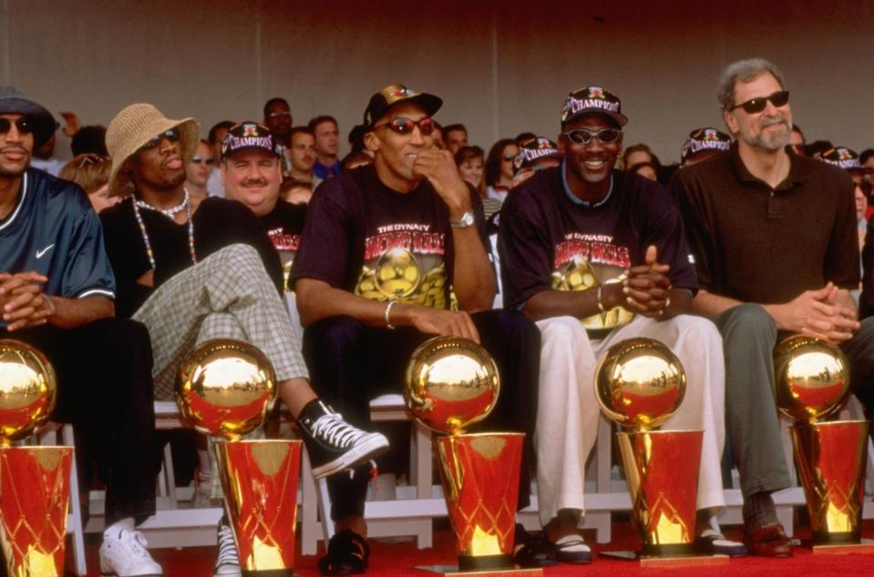 The Chicago Bulls after their 1997 NBA Finals win