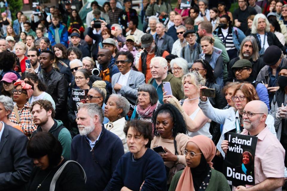 Protesters gather at Hackney town hall in support of Diane Abbott (Getty Images)