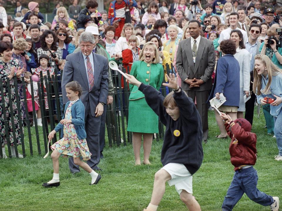 Bill and Hillary Clinton at the White House Easter Egg Roll
