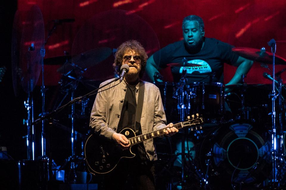 Jeff Lynne's ELO performs during the 2019 North American Summer Tour at the Little Caesars Arena in Detroit, Saturday, July 20, 2019.