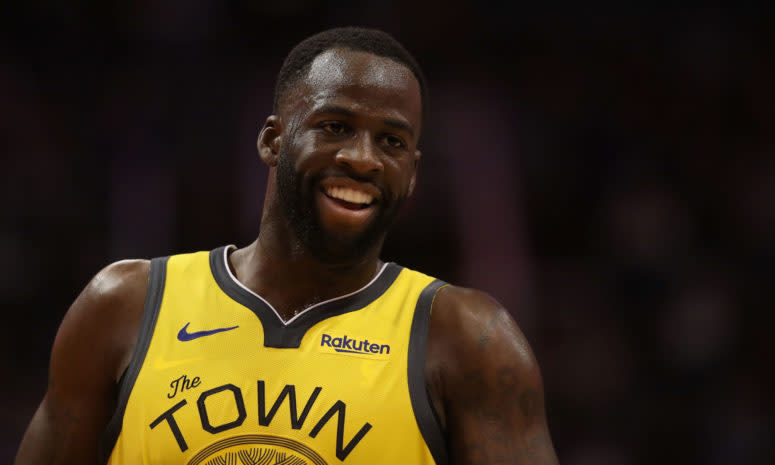 A closeup of Draymond Green during a game.