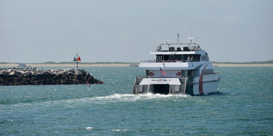 The Provincetown IV, the Bay State Cruise Company's Boston to Provincetown ferry, heads out of the harbor on its way up to Boston in June 2021. Merrily Cassidy/Cape Cod Times