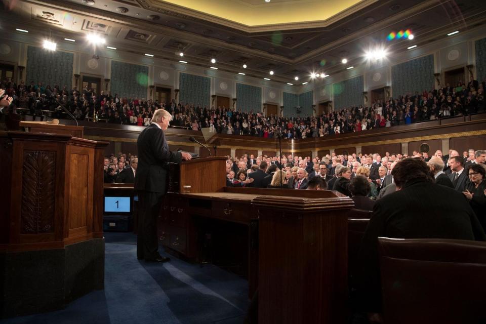 Trump delivers remarks to Congress on Feb. 28, 2017.