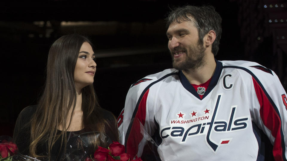Alexander Ovechkin's wife Nastya Shubskaya took umbrage with the notion that her husband should be held responsible for the Washington Capitals' COVID-19 outbreak. (AP/Molly Riley)