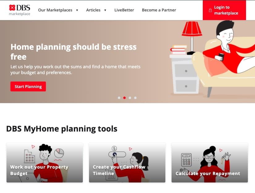 screenshot of DBS property marketplace