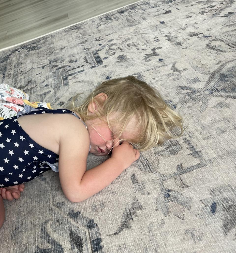 The author's daughter sleeping