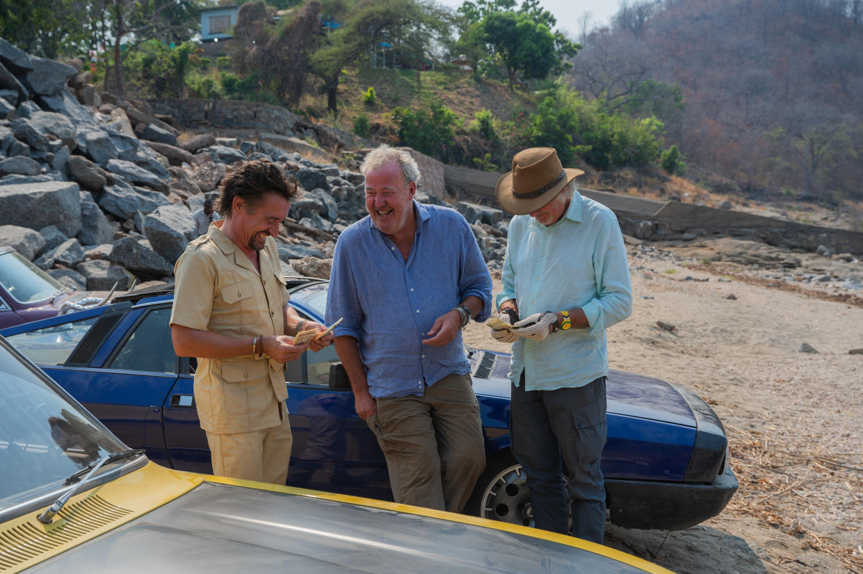 Jeremy Clarkson, James May and Richard Hammond in The Grand Tour: One for the Road