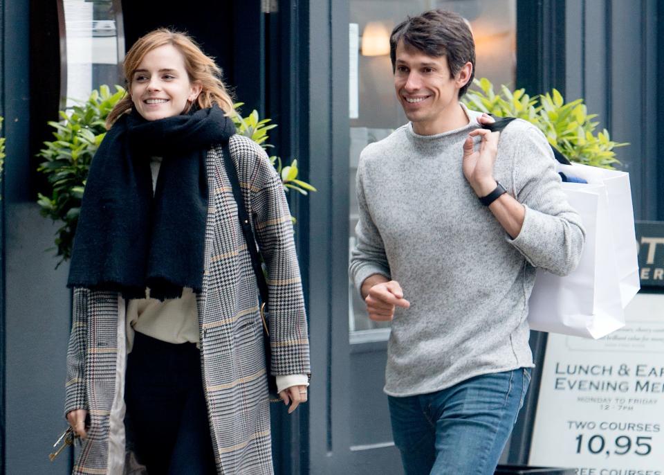 Emma Watson walking with her boyfriend