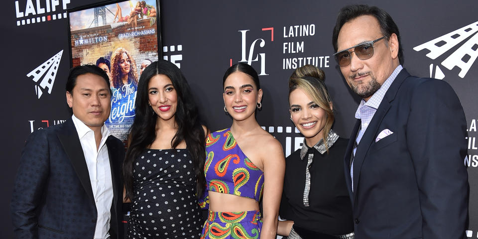 Jon M. Chu, Stephanie Beatriz, Melissa Barrera, Leslie Grace and Jimmy Smits attend the 2021 Los Angeles Latino International Film Festival Special Preview Screening of 