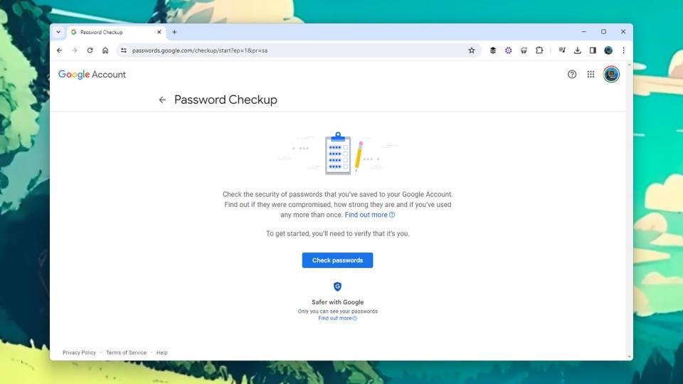 Google's Password Manager can check password strength. Screenshot: Google