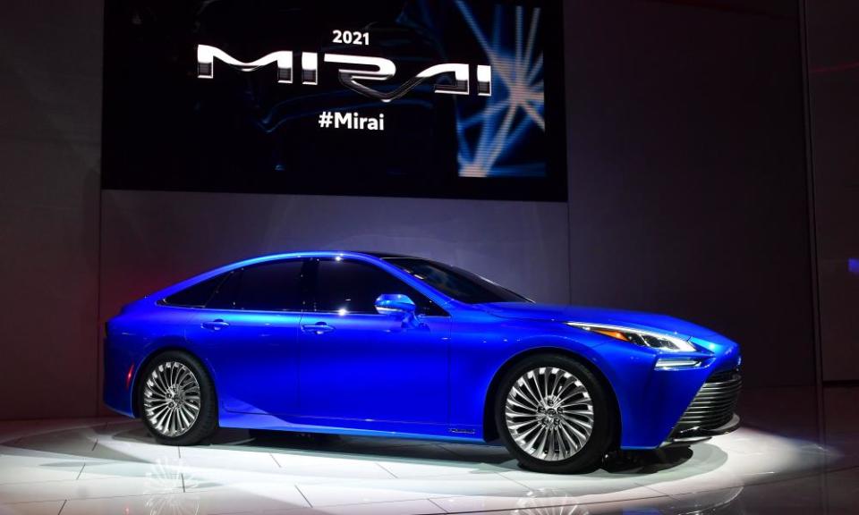 The Toyota Mirai, a hydrogen fuel cell electric vehicle