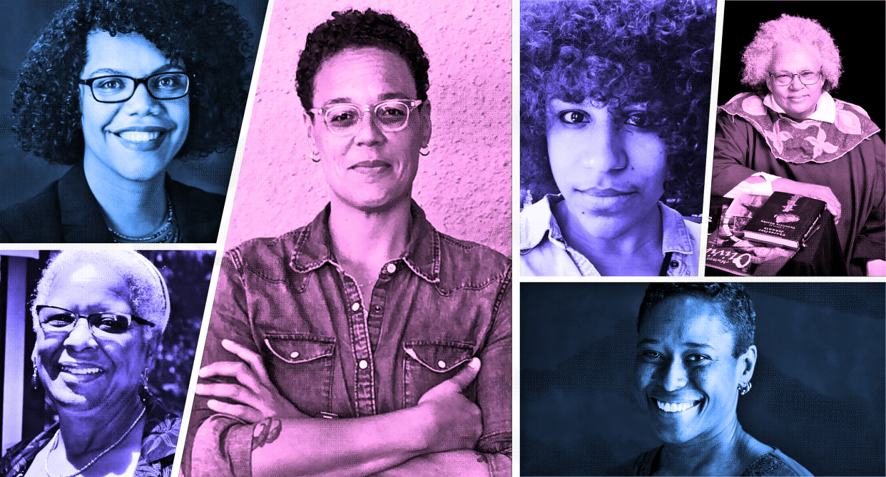 Jewish women of color activists include, clockwise from top left: April Baskin, Ilana Kaufman, Shoshana Brown, Caroliva Herron, Rabbi Sandra Lawson and Sabrina Sojourner. (Photo collage by Quinn Lemmers for Yahoo Lifestyle)