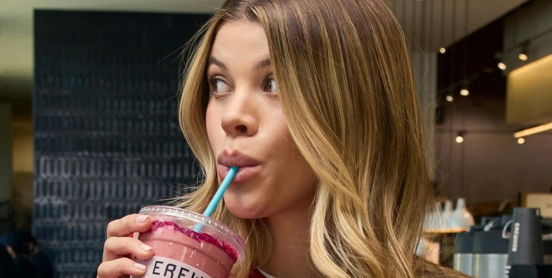 sofia richie grainger drinking from an erewhon straw