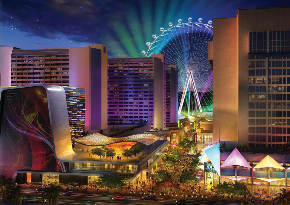 This image provided by provided by Caesars Entertainment Corp. shows an artists conception of an area named LINQ across Las Vegas Boulevard from the flagship Caesars Palace. LINQ is a pedestrian mall named for its location linking three company properties _ Harrah's Las Vegas, the Flamingo and the renamed Quad, formerly the Imperial Palace_ and twelve tenants have claimed a little more than two-thirds of the space.(AP Photo/Caesars Entertainment Corp.)