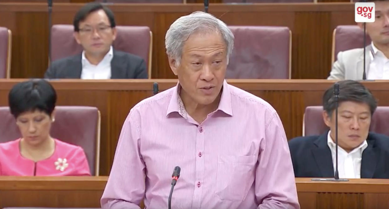 Minister Ng Eng Hen speaking in Parliament in October 2017. (Screengrab: YouTube/Gov.sg)