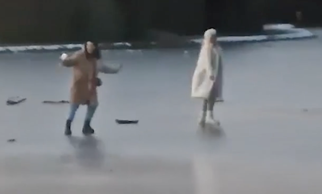 people falling on ice gif