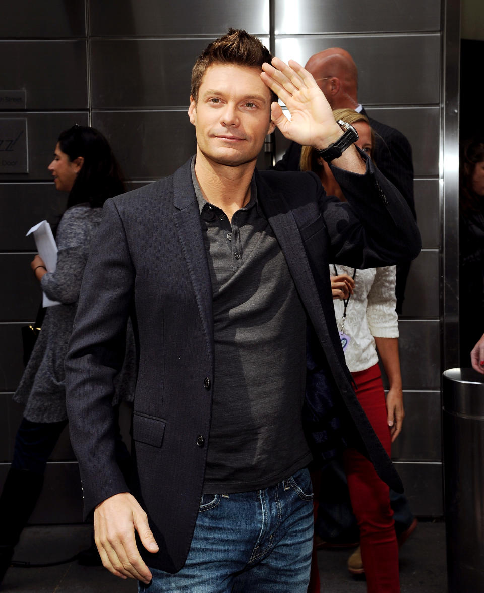 "American Idol" Season 12 host Ryan Seacrest arrives for day one auditions at Jazz at Lincoln Center on Sunday, Sept. 16, 2012 in New York. (Photo by Evan Agostini/Invision/AP)