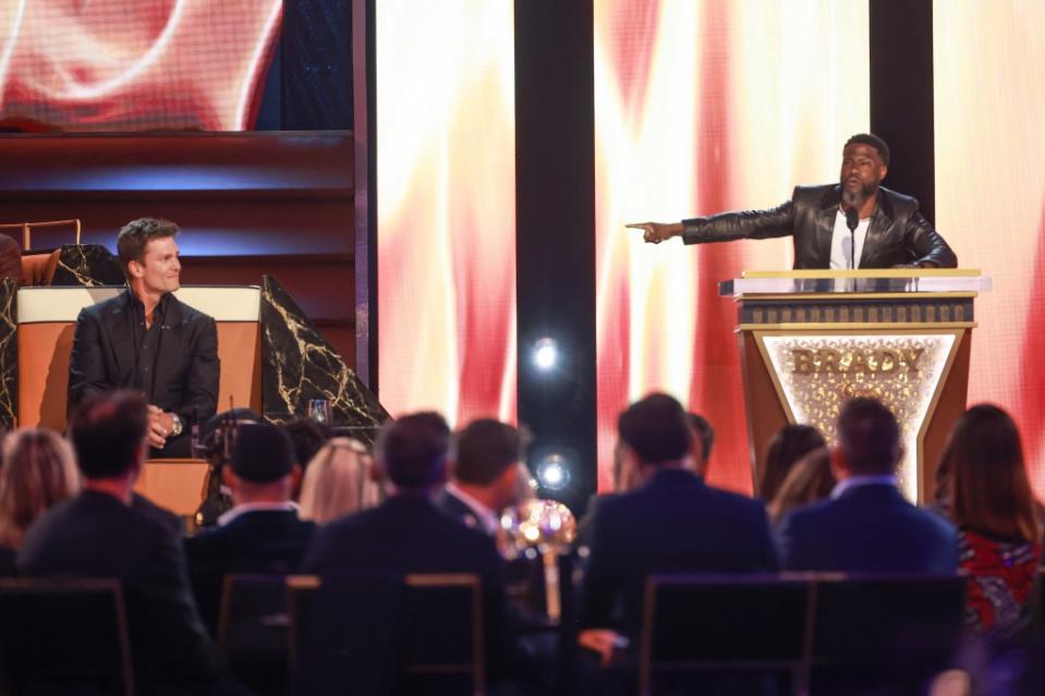 Kevin Hart went hard at Tom Brady during Netflix’s no-holds-barred roast of the seven-time Super Bowl champ. Getty Images for Netflix