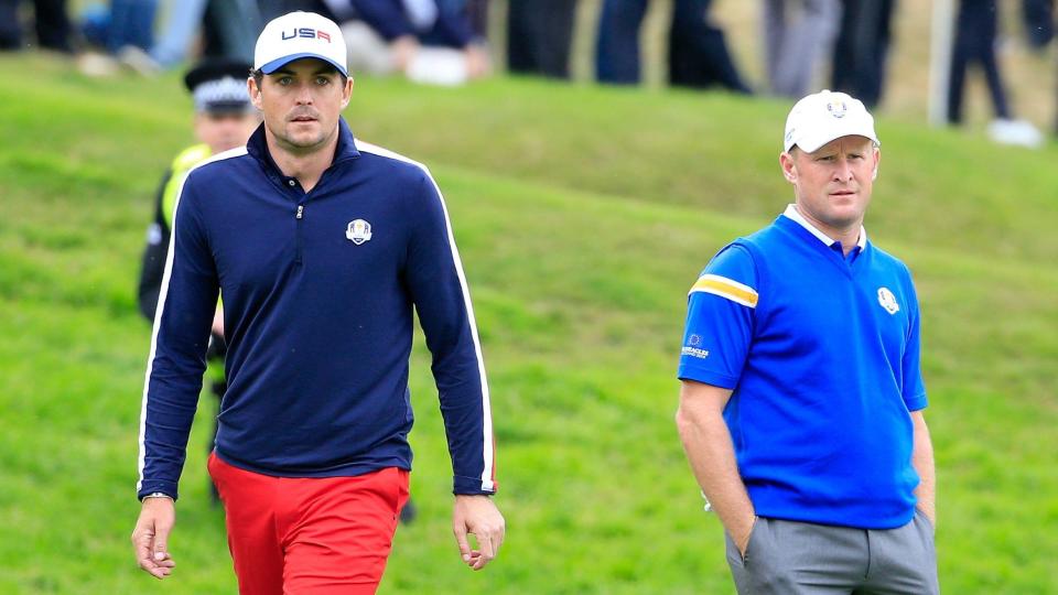 Keegan Bradley en acción en la Ryder Cup 2014